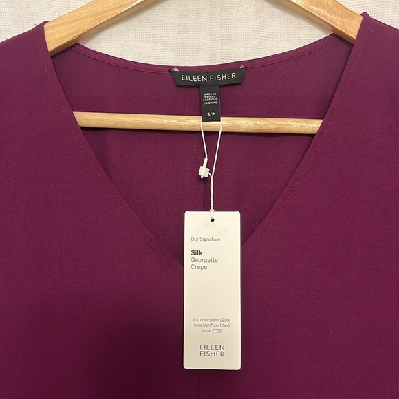 NWT Eileen Fisher Silk Georgette Crepe Dress - S/P - Picture 6 of 7